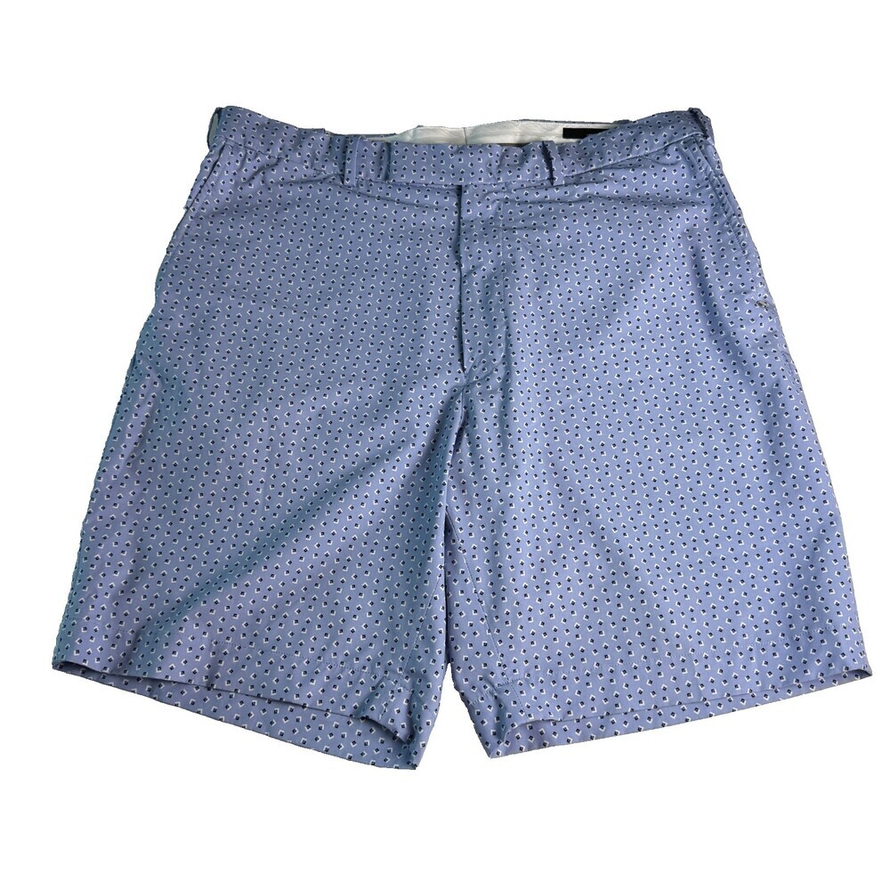 Ralph Lauren RLX Golf Shorts Men's 36 Blue White Geometric Micro Print 9" Inseam